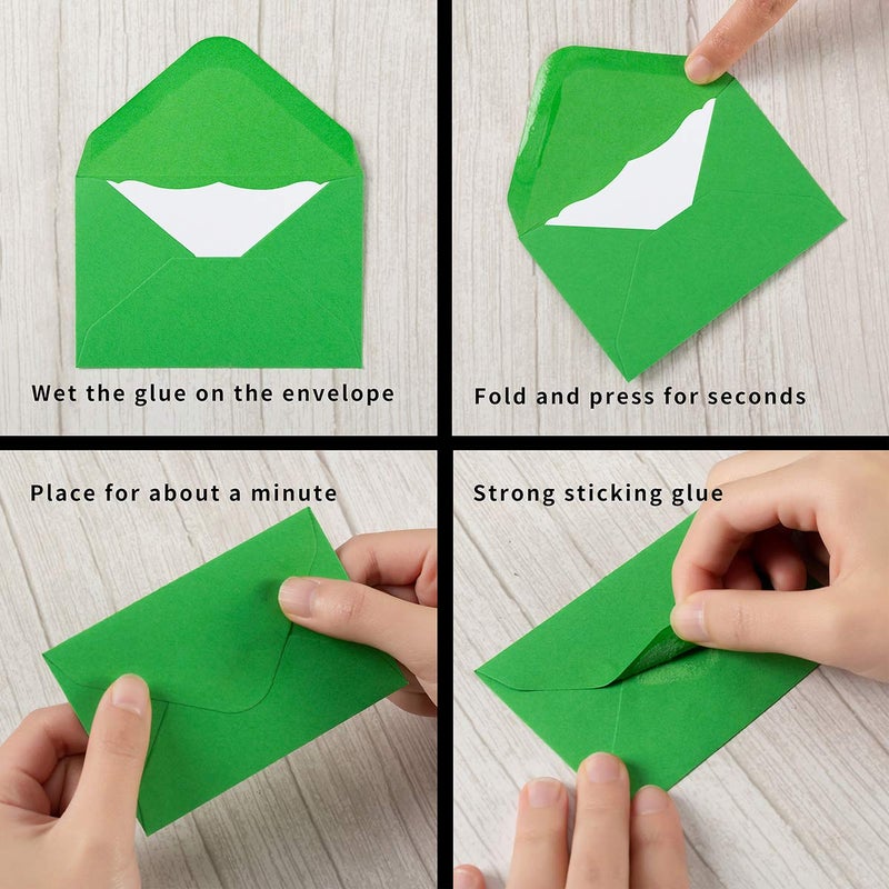 Toperd 100 Pack Mini Envelopes with White Blank Note Cards Small Self-Adhesive Envelopes Small Business Card Envelopes(4 x 2.7 Inches  10 Colors) (White) - Image 4